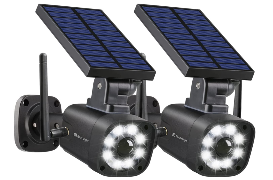 Techage Outdoor Solar Powered Fake Camera with Motion Sensor & Floodlight