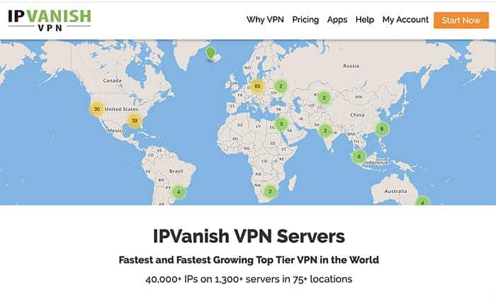 IPVanish VPN server location