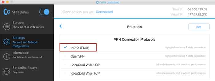 Unlimited VPN IKEv2